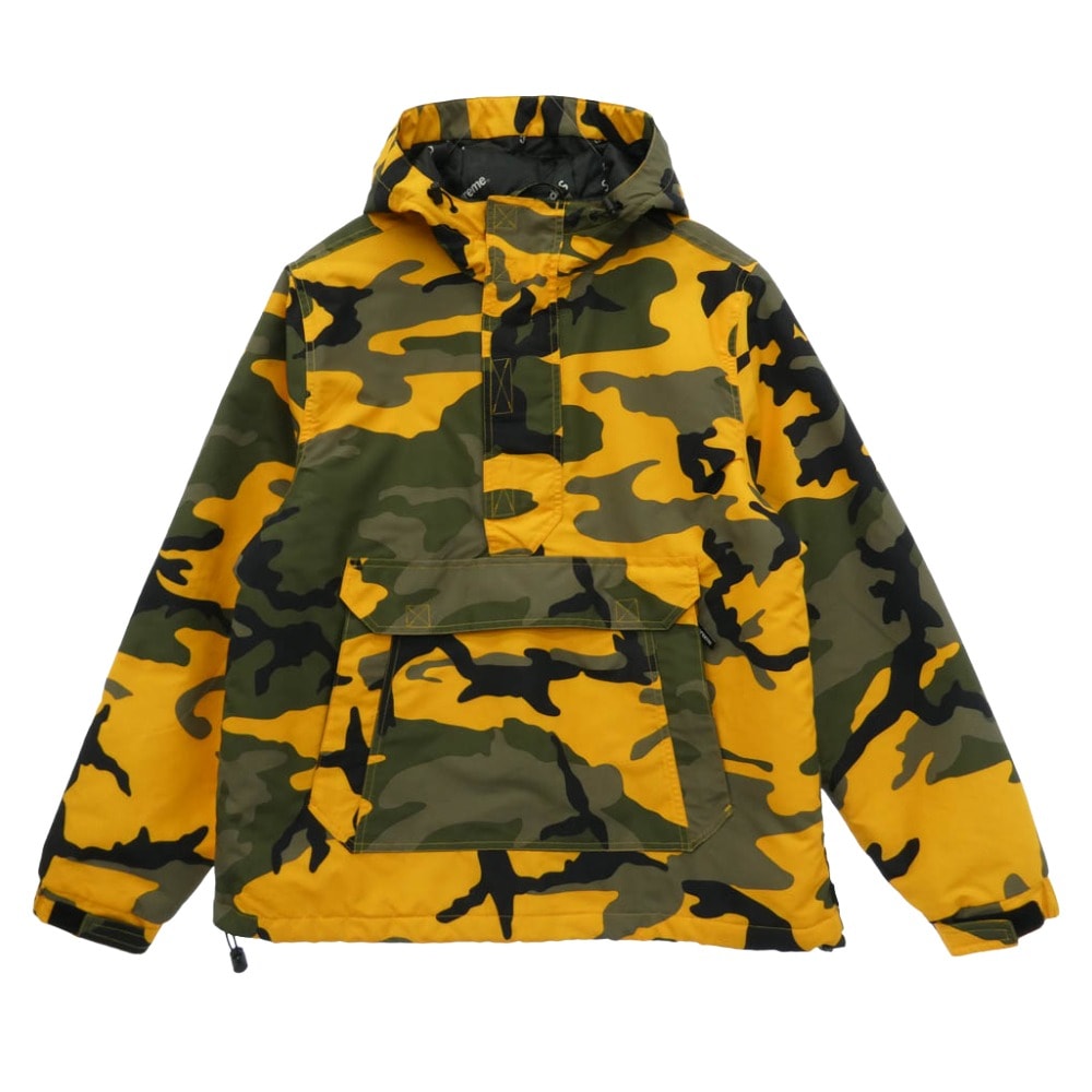 Supreme シュプリーム 17AW logo hooded half zip pullover Yellow Camo ロゴ ハーフジップ プルオーバーパーカー カモ柄 ジャケット カーキ系 S【中古】