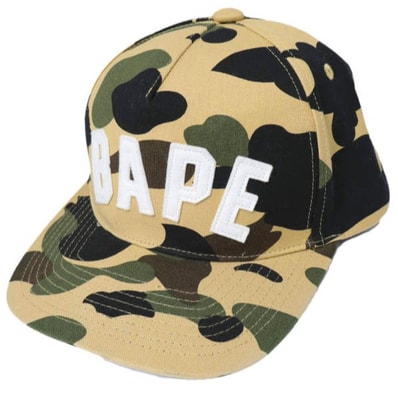 A BATHING APE ア ベイシング エイプ 日本製 1ST CAMO BAPE 5-PANEL CAP カモフラージュ5パネルキャップ 001CPC801001X Free YELLOW BEIGE スナップバック 帽子 g27943