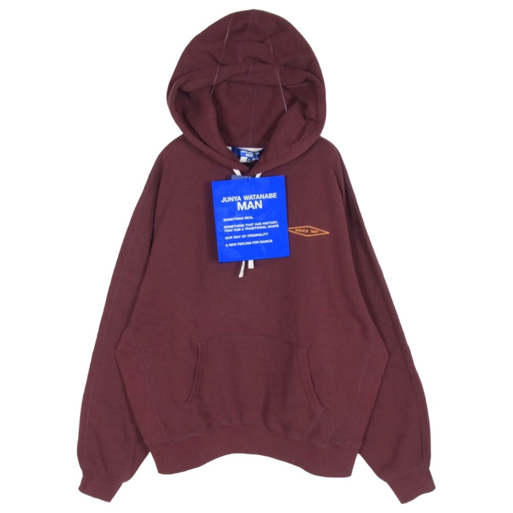 JUNYA WATANABE COMME des GARCONS MAN ジュンヤワタナベコムデギャルソンマン パーカー 25AW WP-T001 綿裏毛 Wネーム ロゴ刺繍 プルオーバー パーカー フーディ 赤茶系 S【極上美品】【中古】