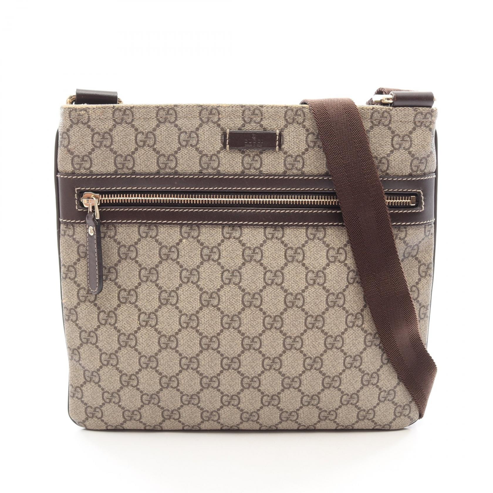 グッチ GUCCI GGスプリーム ショルダーバッグ バッグ PVCコーティングキャンバス レザー レディース ベージュ系 / ブラウン系 295257 【中古】