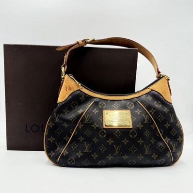 LOUIS VUITTON(ルイ・ヴィトン)テムズGM モノグラム ショルダーバッグ ブラウン PVC レザー ゴールド レディース【中古】