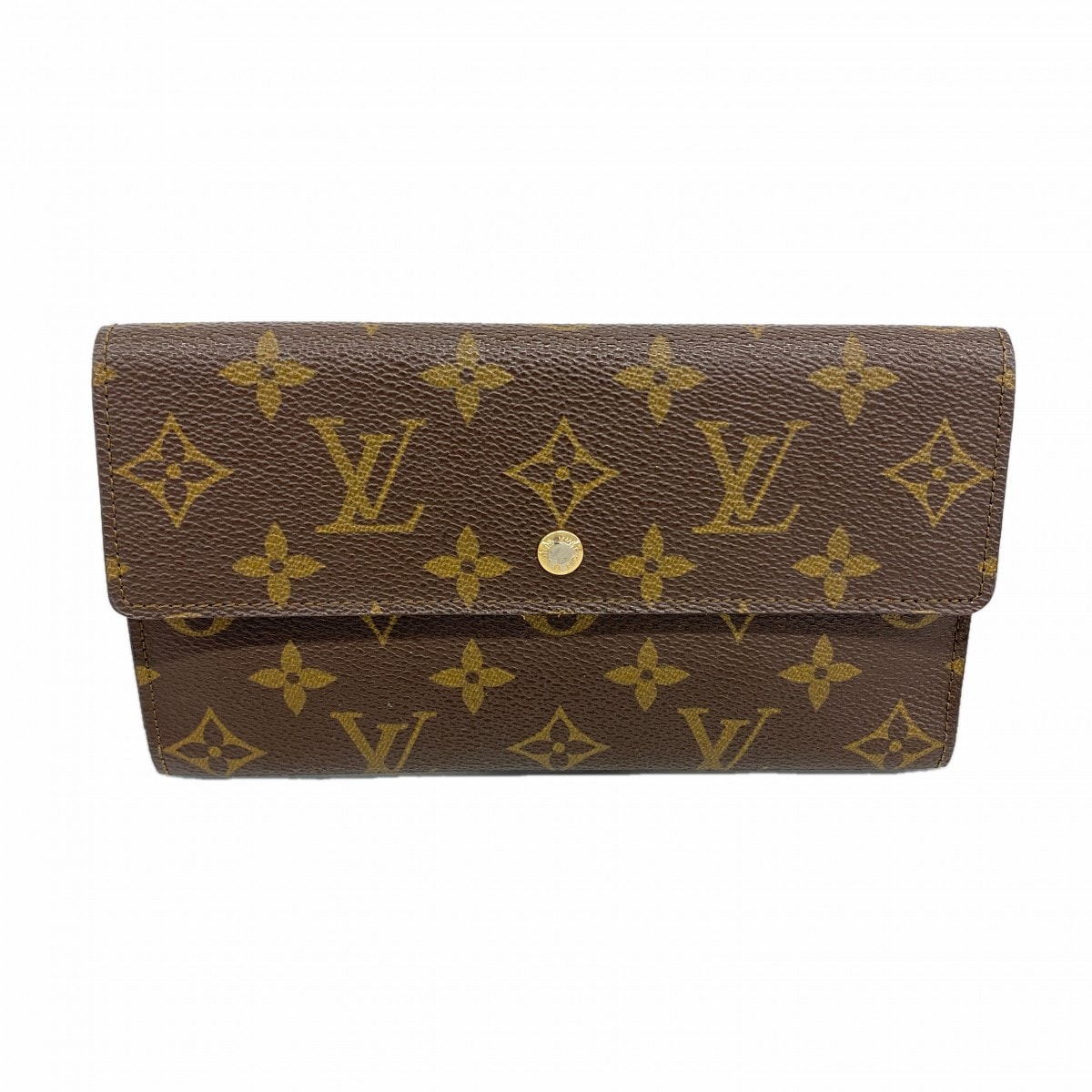 【6dd4995】ルイヴィトン 三つ折り長財布 モノグラム ポルトフォイユインターナショナル  M61215 ブラウン【中古】レディース