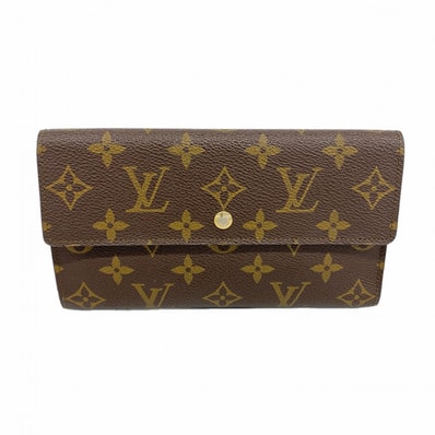 【6dd4995】ルイヴィトン 三つ折り長財布 モノグラム ポルトフォイユインターナショナル M61215 ブラウン【中古】レディース