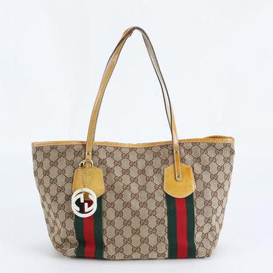 ■美品 グッチ GGキャンバス シェリー ライン ジョリー 211971