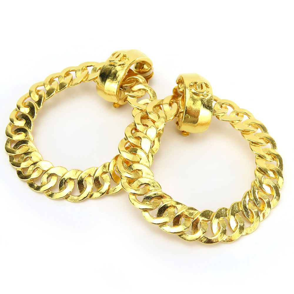 【中古】 シャネル イヤリング ココマーク メタル ゴールド メッキ フープ アクセサリー レディース 女性 CHANEL