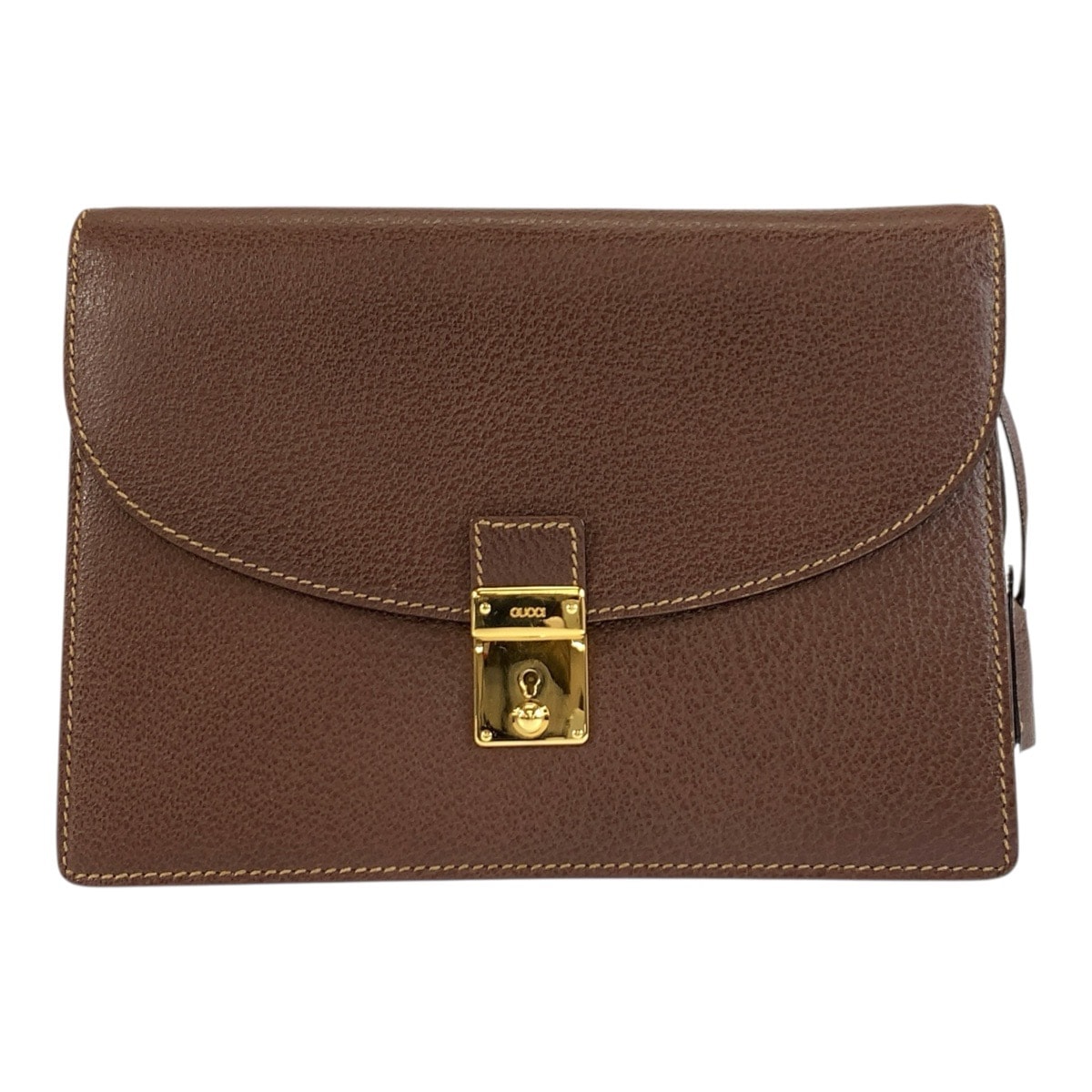 美品 GUCCI グッチ ブラウン ゴールド金具 レザー クラッチバッグ セカンドバッグ 604116 【中古】