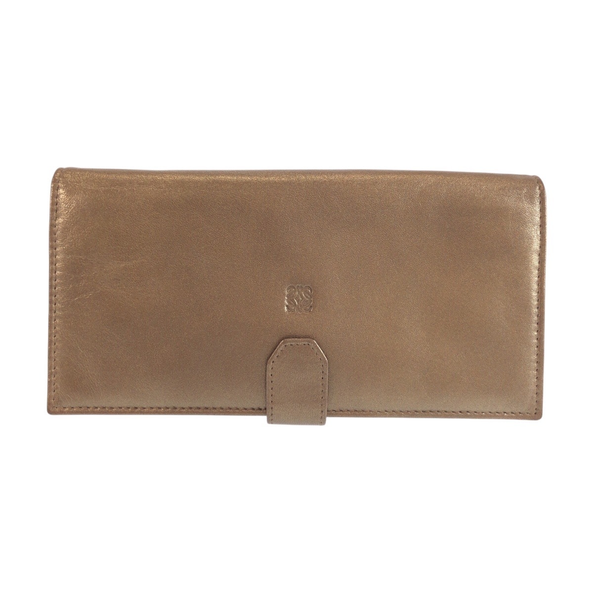 美品 LOEWE ロエベ ブロンズ ゴールド金具 レザー 長財布 ロングウォレット 603069 【中古】