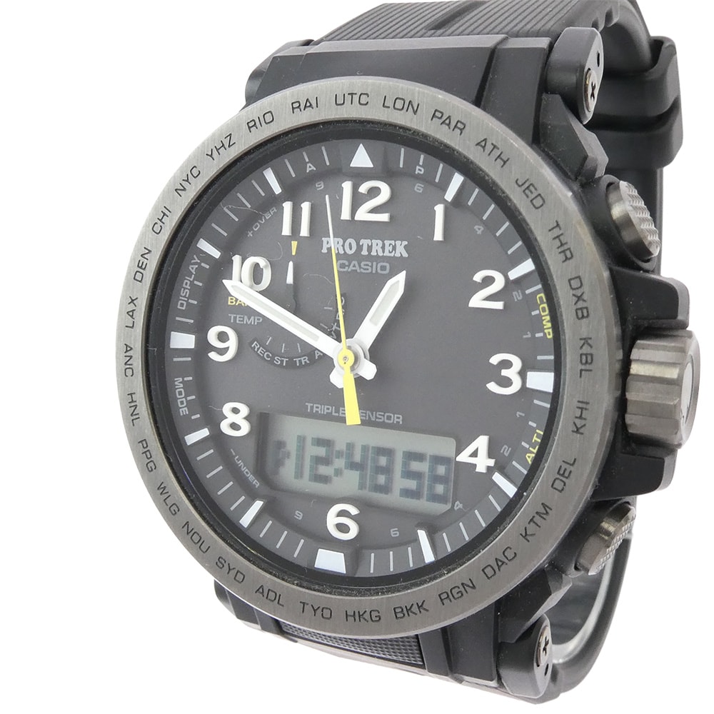 CASIO PROTREK カシオ プロトレック 時計 PRW-51Y-1JF Climber Line ソーラー 電波 時計 ウォッチ ブラック系【中古】