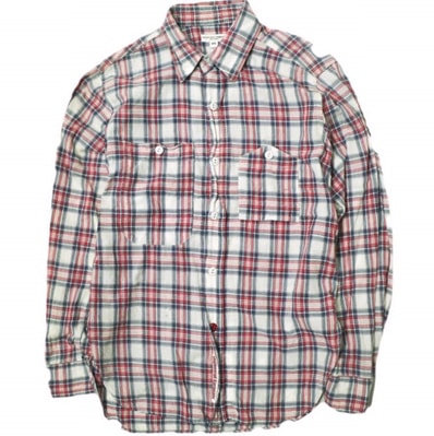 Engineered Garments エンジニアードガーメンツ アメリカ製 Work Shirt - Madras Plaid マドラスチェックワークシャツ XS White/Navy/Red 長袖 トップス g22006