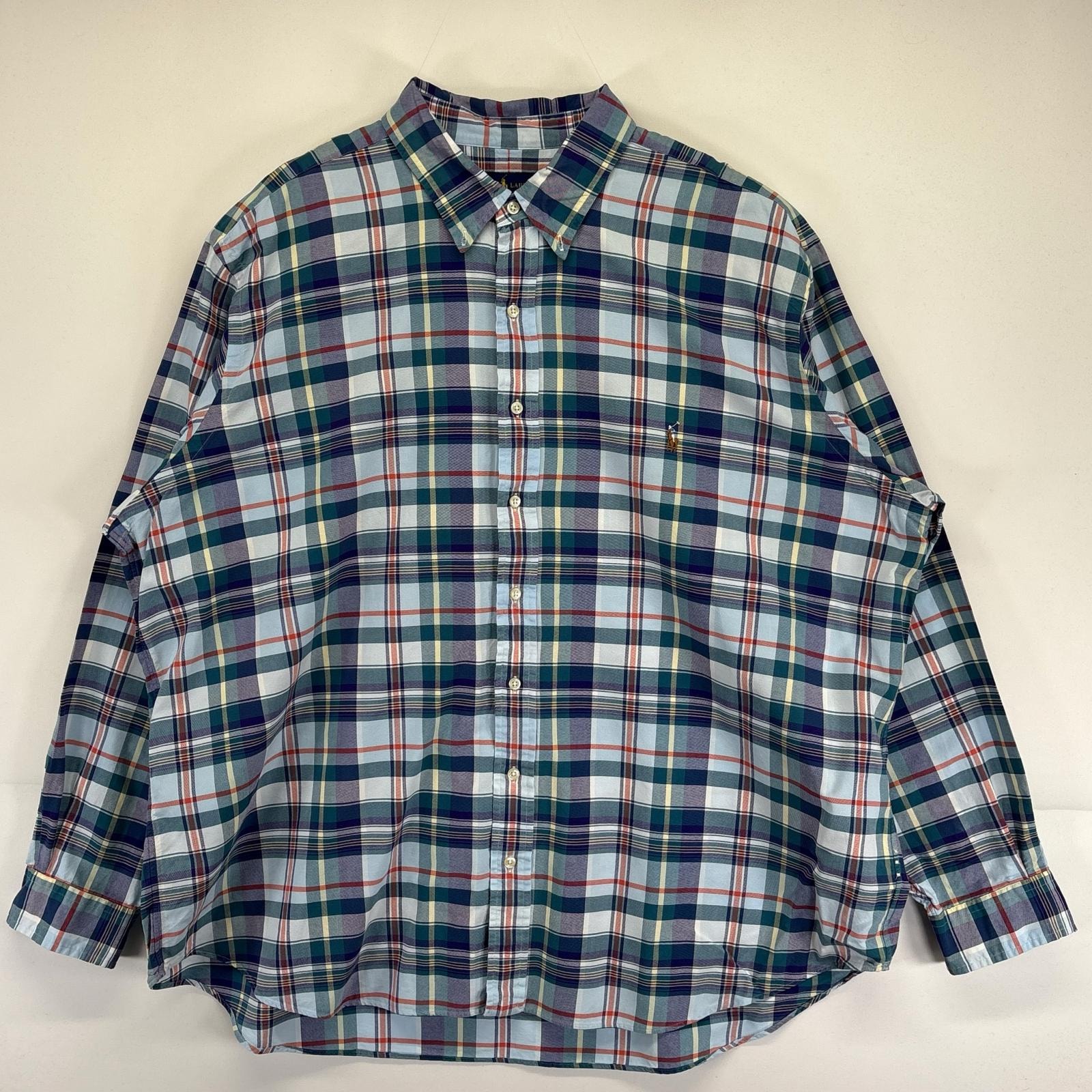古着 00’s/00年代 ラルフローレン RALPH LAUREN 長袖シャツ 大きいサイズ ワンポイントロゴ チェック柄 ポニー 2XB マルチカラー メンズ