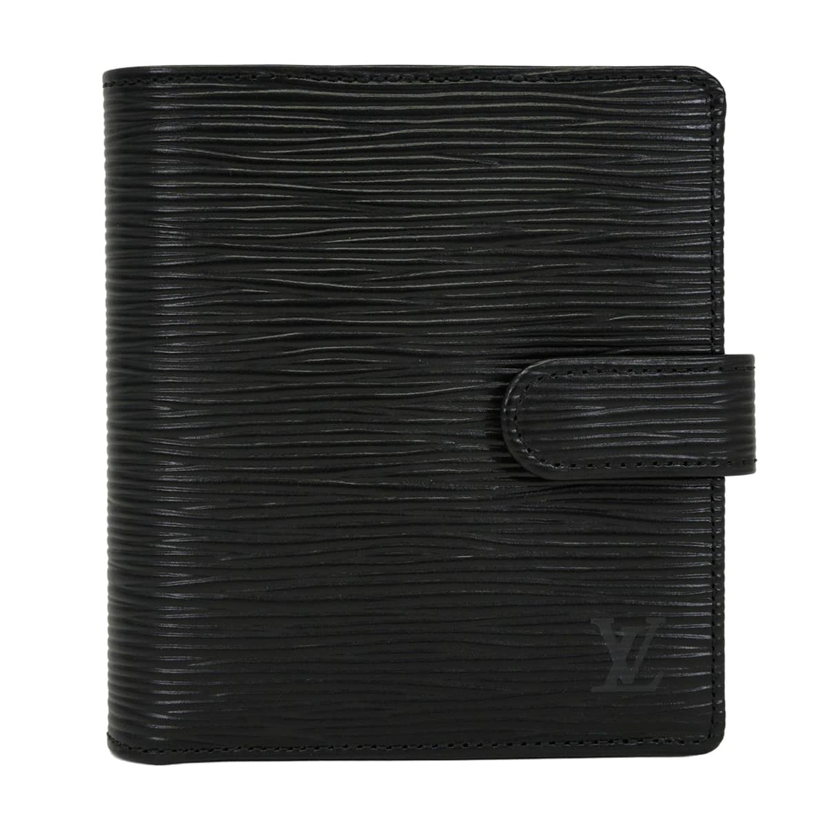 LOUIS VUITTON ルイ・ヴィトン 二つ折り財布 ポルトビエ コンパクト 黒 (ブラック) エピ ゴールド金具 M63552 準新品