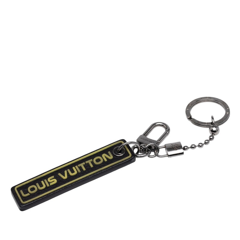 ルイ ヴィトン ポルトクレ タブ キーリング キーホルダー MP2211 ブラック イエロー レザー メタル メンズ LOUIS VUITTON 【中古】