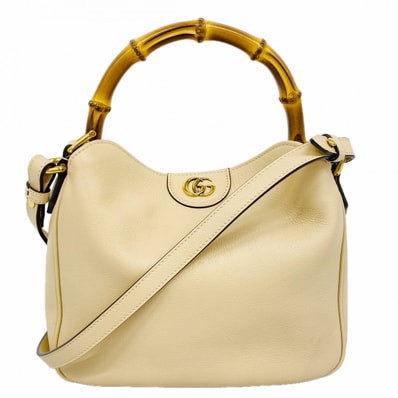【6dd5039】グッチ ハンドバッグ バンブー ダイアナ 746251 レザー ベージュ ゴールド金具 2wayバッグ【中古】レディース