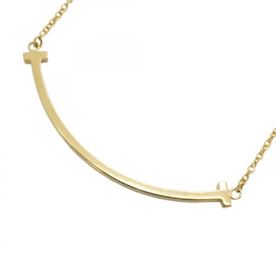 【6jdb0017】ティファニー ネックレス Tスマイル スモール K18YG イエローゴールド【中古】レディース