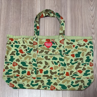 HUMAN MADE x Girls Don'T Cry Heart Camo Tote Bag Large "Green" / VERDY