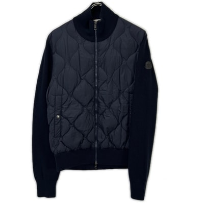 モンクレール ネイビー MAGLIONE TRICOT CARDIGAN ニット切替ダウンジャケット M