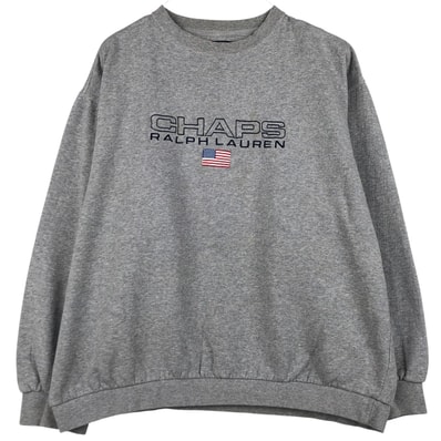 古着 ラルフローレン Ralph Lauren CHAPS チャップス 星条旗柄 ロゴスウェットシャツ トレーナー メンズL相当/eaa605185