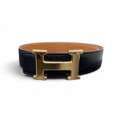 HERMES 極美品 エルメス コンスタンス Hベルト リバーシブル 〇X刻印 1994年 ブラック ブラウン ゴールド金具 #65 箱付属 プレゼント ギフト Aランク 中古 鑑定済 エルメスベルト