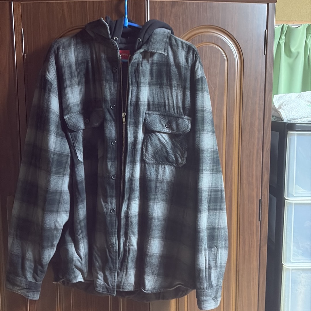 Supreme Hooded Flannel Zip Up Shirt "Black"