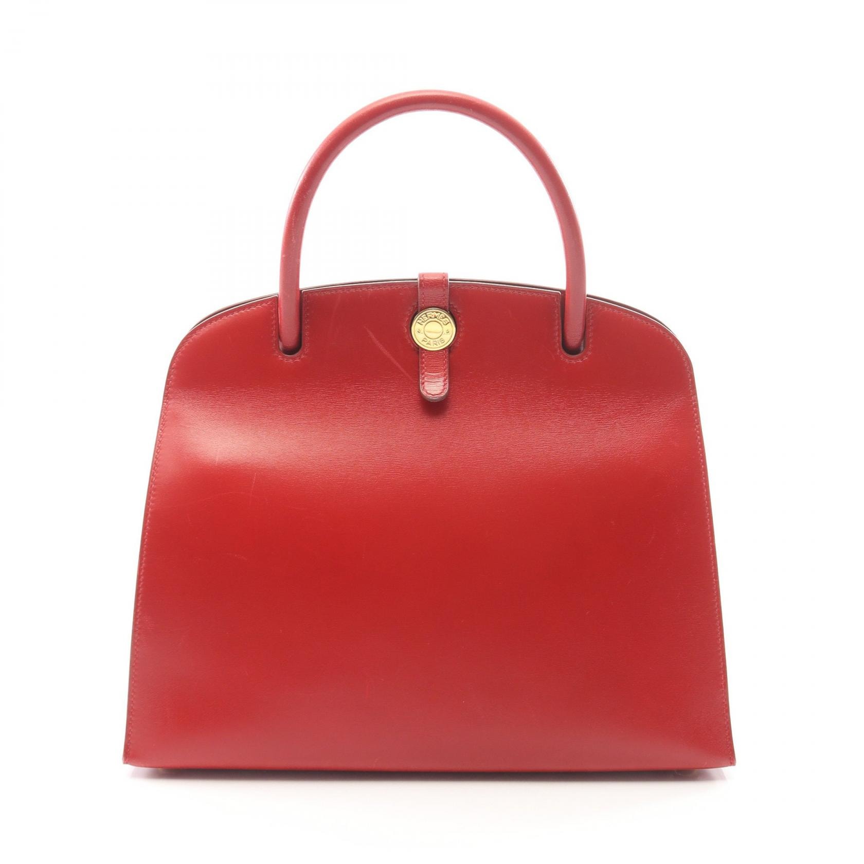 エルメス HERMES ダルヴィMM ルージュヴィフ ハンドバッグ バッグ カーフ(牛革) ボックスカーフ ルージュヴィフ □A刻印(1997年製造) レディース レッド系 【中古】