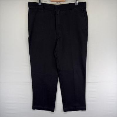 古着 90's/90年代 ディッキーズ Dickies USA製 パンツ チノパン スラックス ワンポイントロゴ ジップ w40 L30 ブラック系 メンズ