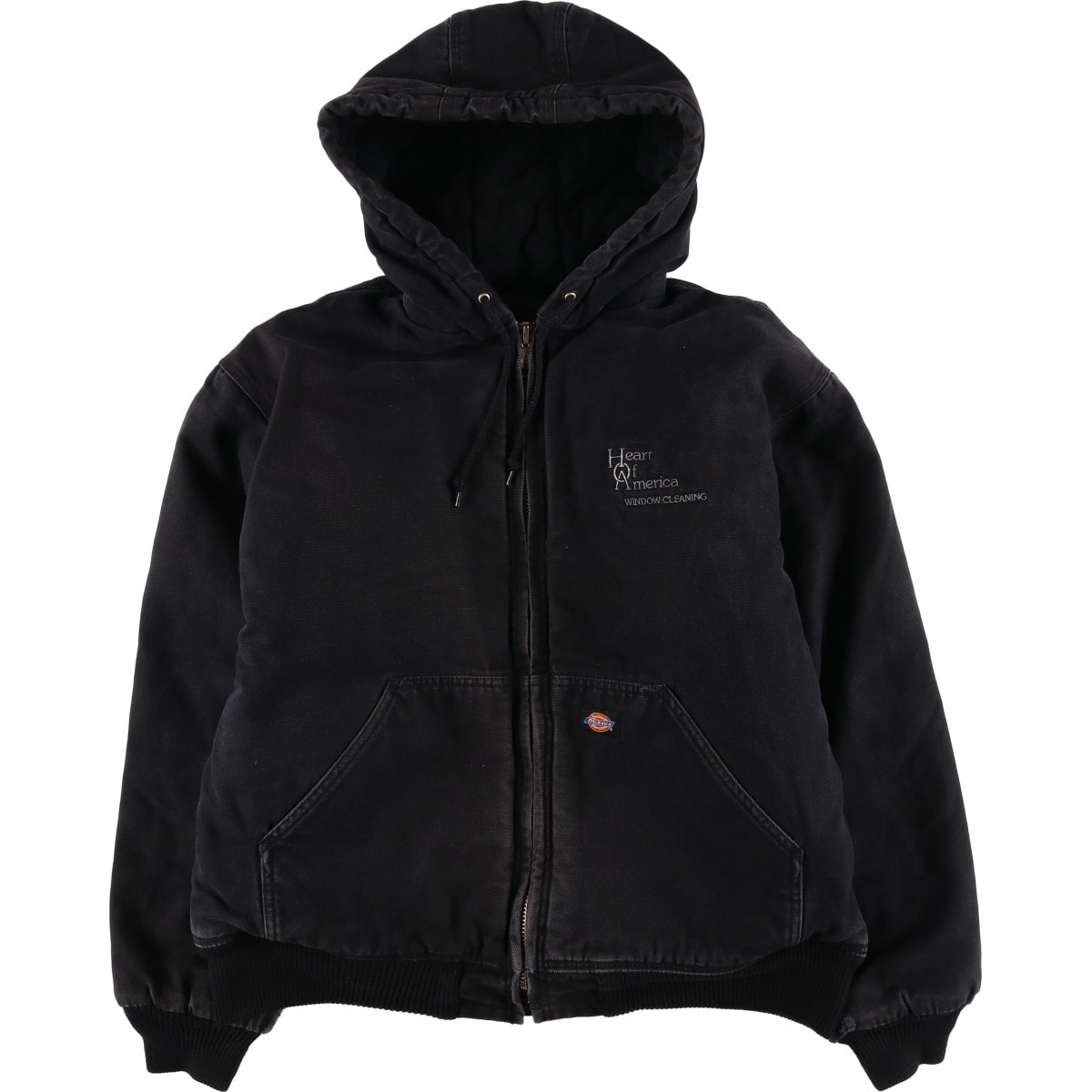 古着 ディッキーズ Dickies Heart of America Window Cleaning アドバタイジング 中綿入り ダックフルジップパーカー メンズL相当/eaa626242