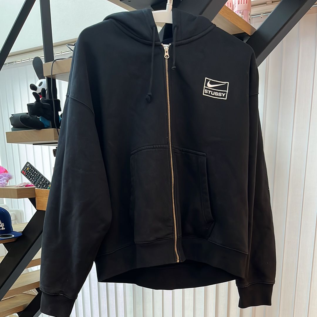 Stussy x Nike Stone Washed Fleece Zip Hoodie "Black" (US Size) FJ9175-010 