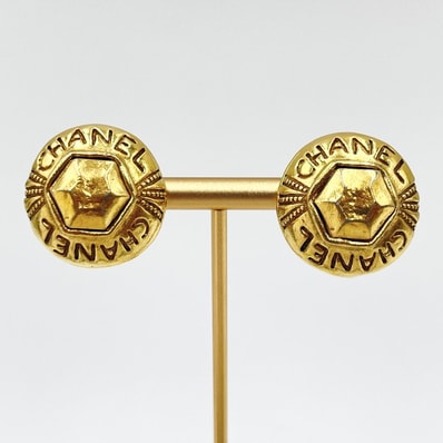 CHANEL(シャネル) ヴィンテージ ロゴ ラウンド イヤリング ゴールドカラー レディース 【中古】