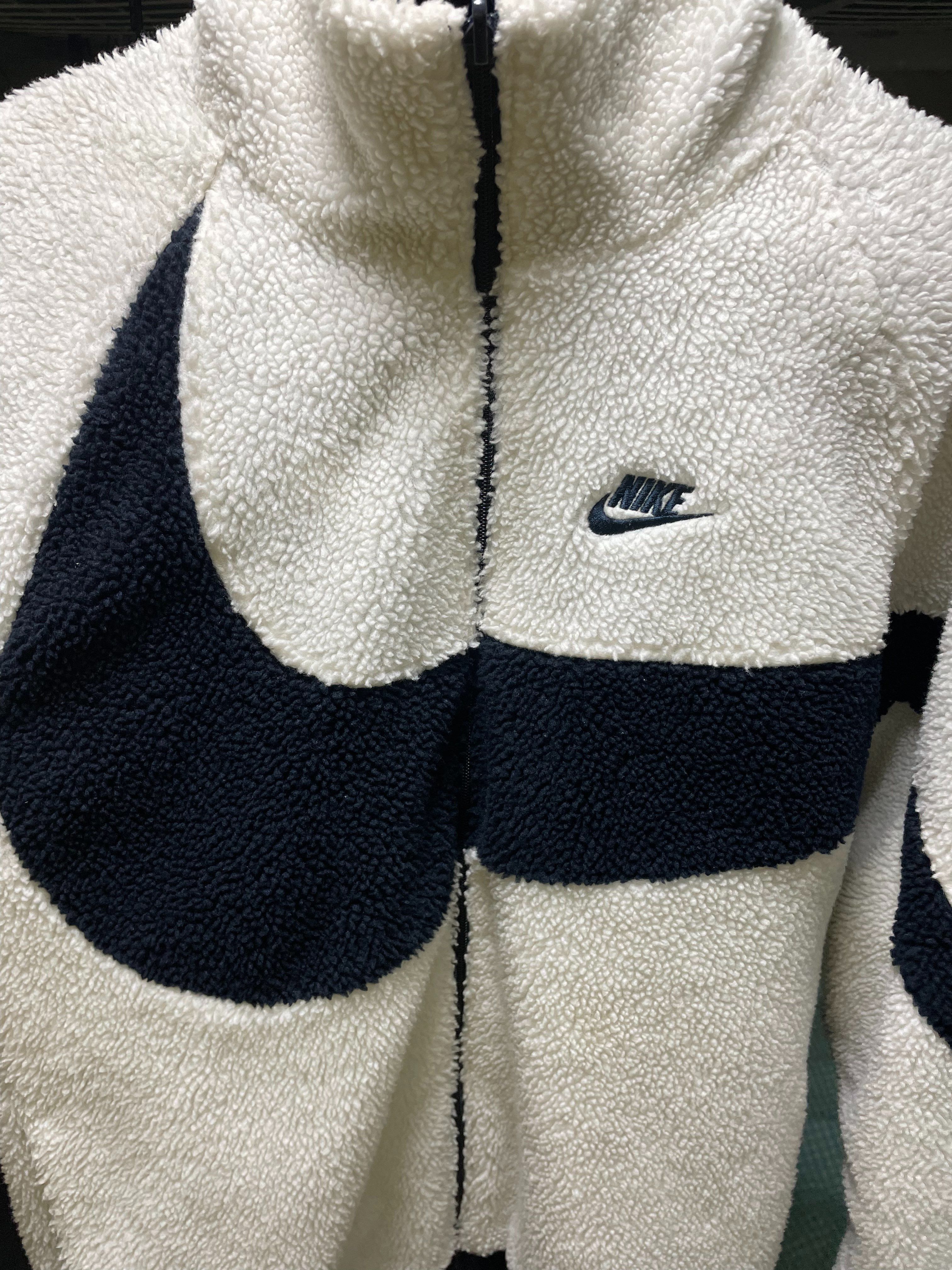 Nike Big Swoosh Reversible Boa Jacket "Sail/Dark Obsidian"