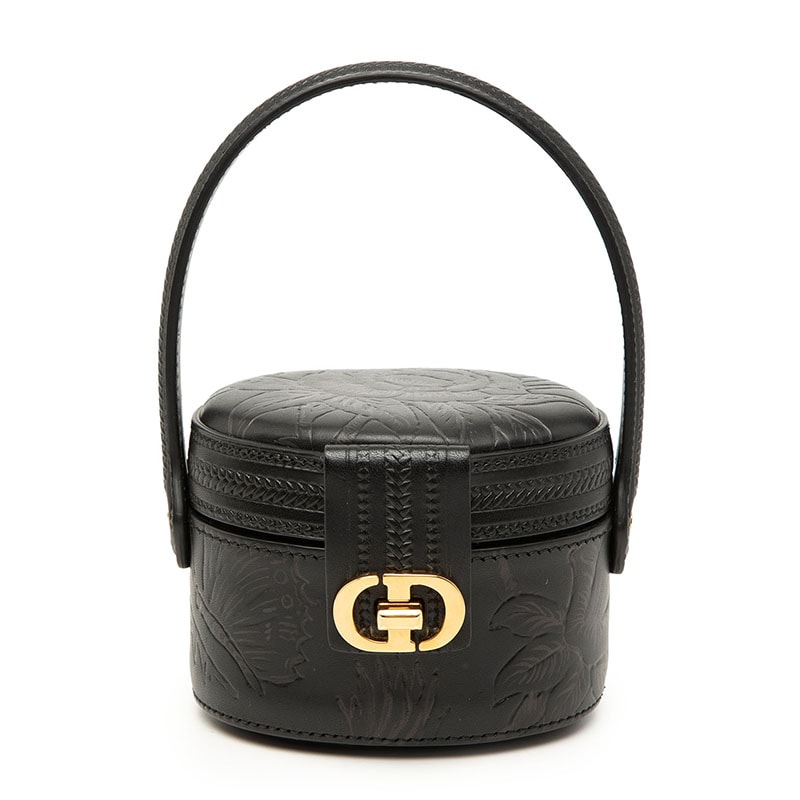 ディオール CDロゴ バニティバッグ ミニハンドバッグ ブラック レザー レディース Dior 【中古】
