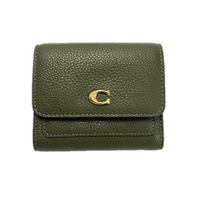 COACH コーチ レザー CAO13 グリーン 2つ折り財布 レディース
