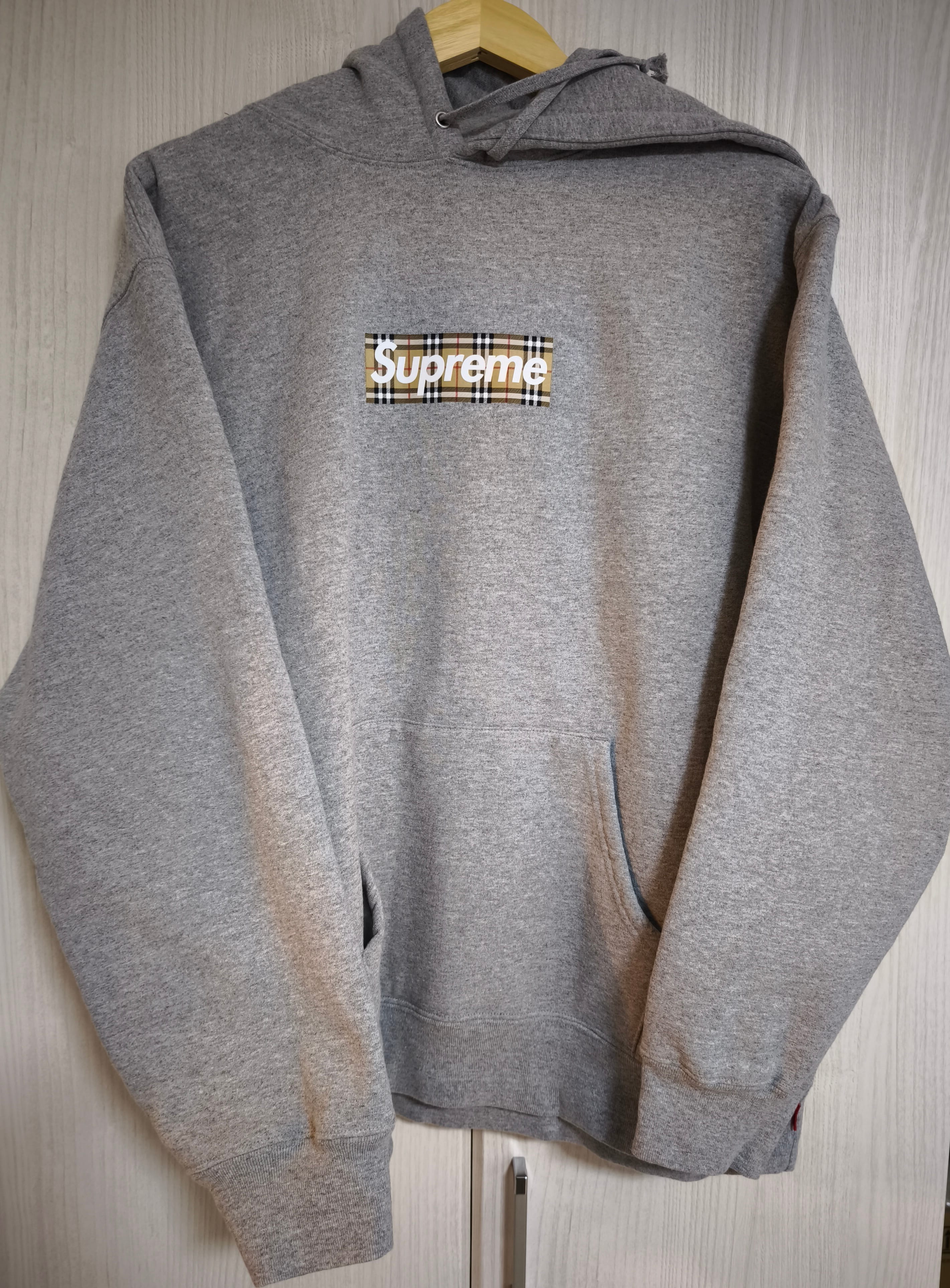 シュプリーム バーバリー ボックス ロゴ フーディー スウェットシャツ "ヘザー グレー"