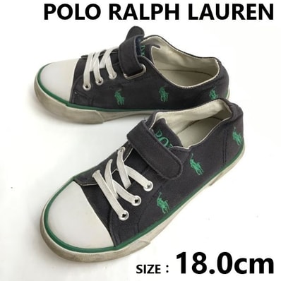 POLO RALPH LAUREN/ラルフローレン★ローカットスニーカー【size:キッズ18.0/ネイビー×緑/navy×green】sneakers/Shoes/trainers◆sJ-165