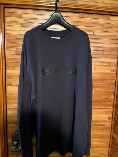 FEAR OF GOD ESSENTIALS / SSENSE 3D Silicon Applique Boxy Long Sleeve T-Shirt "Dark Navy"