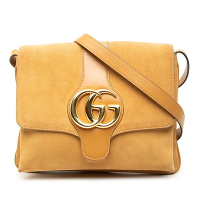 グッチ ダブルG アリー 斜め掛け ショルダーバッグ 550126 ブラウン系 スウェード レディース GUCCI 中古
