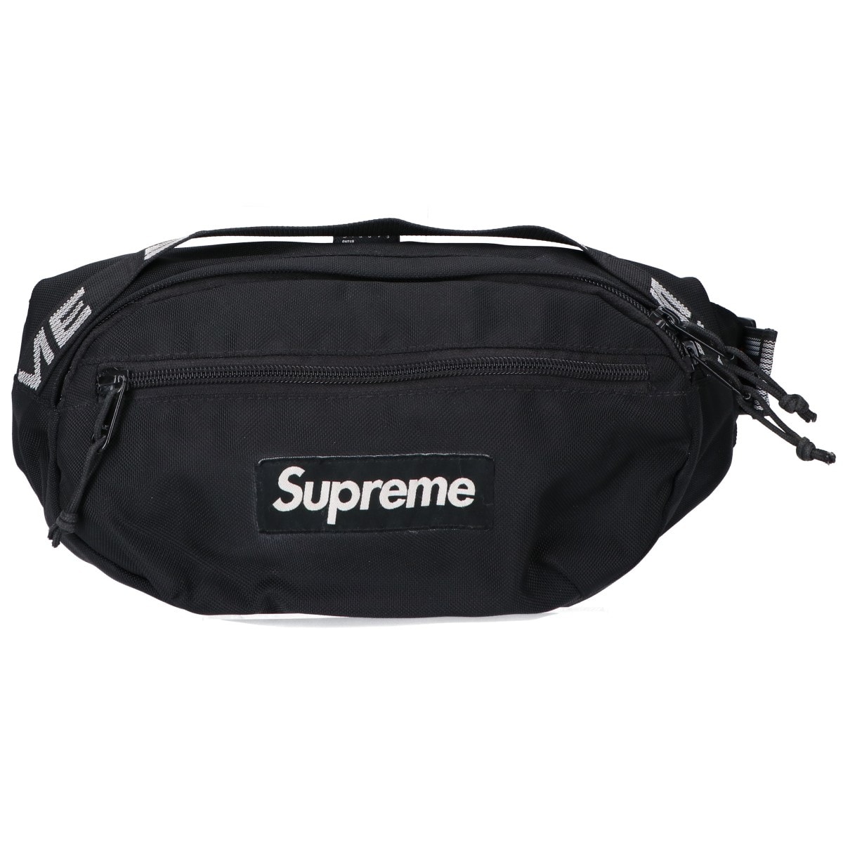 Supreme シュプリーム ブラック ロゴ ストリングウエストバッグ - B (目立った傷や汚れなし)】シュプリーム ブラック ロゴ ストリング