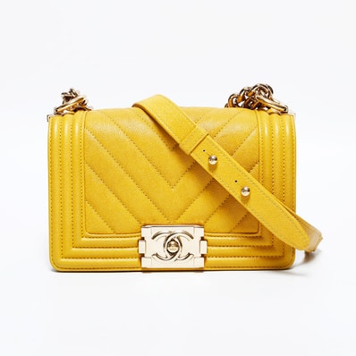 シャネル CHANEL 28番台 2019 ミニ ボーイ シェブロン キャビア ショルダーバッグ【中古】