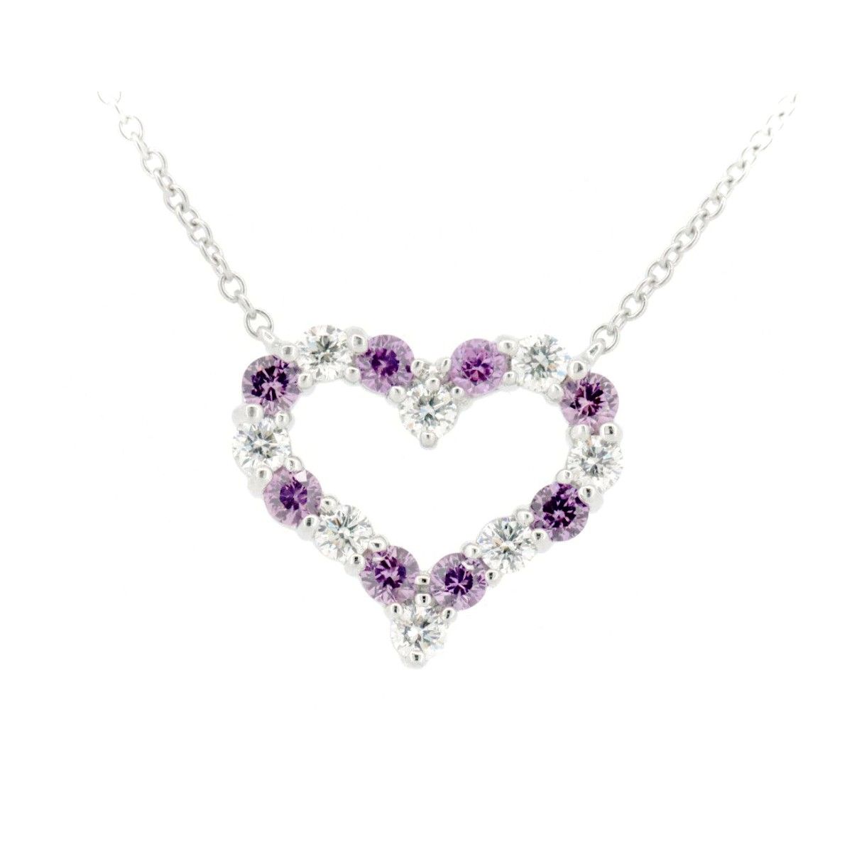 ティファニー センチメンタルハート ダイヤモンド ピンクサファイア ネックレス Pt950(プラチナ)