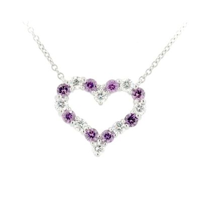 ティファニー センチメンタルハート ダイヤモンド ピンクサファイア ネックレス Pt950(プラチナ)