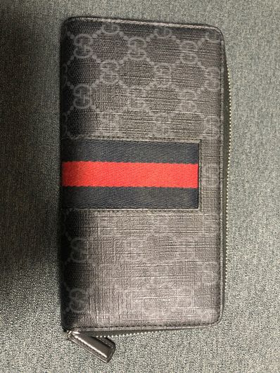 GUCCI GG Supreme Web Zip Around Wallet "Black"