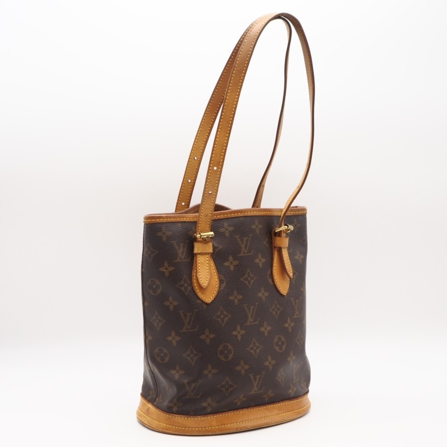 LOUIS VUITTON ルイ・ヴィトン モノグラム キャンバス バケットPM M42238 ハンドバッグ ブラウン コーティングキャンバス レザー レディース