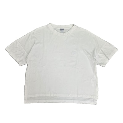 【値下げ】 LOEWE ロエベ アナグラム ロゴ 刺繡 クロップド オーバーサイズ S 半袖Tシャツ S359Y22X58 S コットン ホワイト レディース【中古】