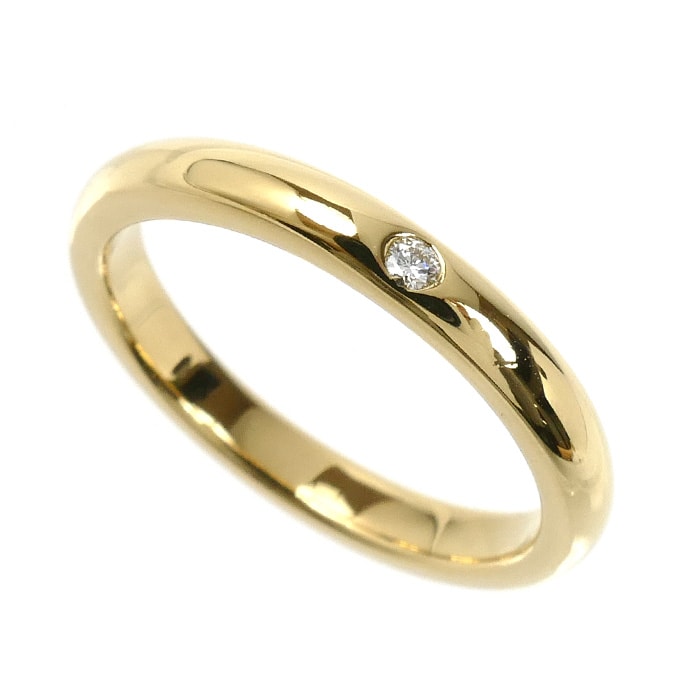 TIFFANY&Co. ティファニー K18YG イエローゴールド スタッキングバンド 1Pダイヤ リング・指輪 ダイヤモンド 12号 4.0g レディース【中古】【美品】