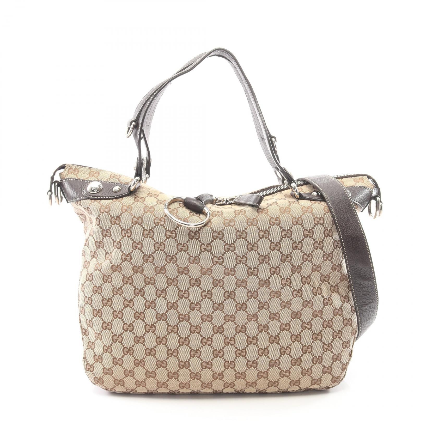 グッチ GUCCI GGキャンバス 2WAY トートバッグ バッグ キャンバス レザー レディース ベージュ系 / ブラウン系 232949 【中古】