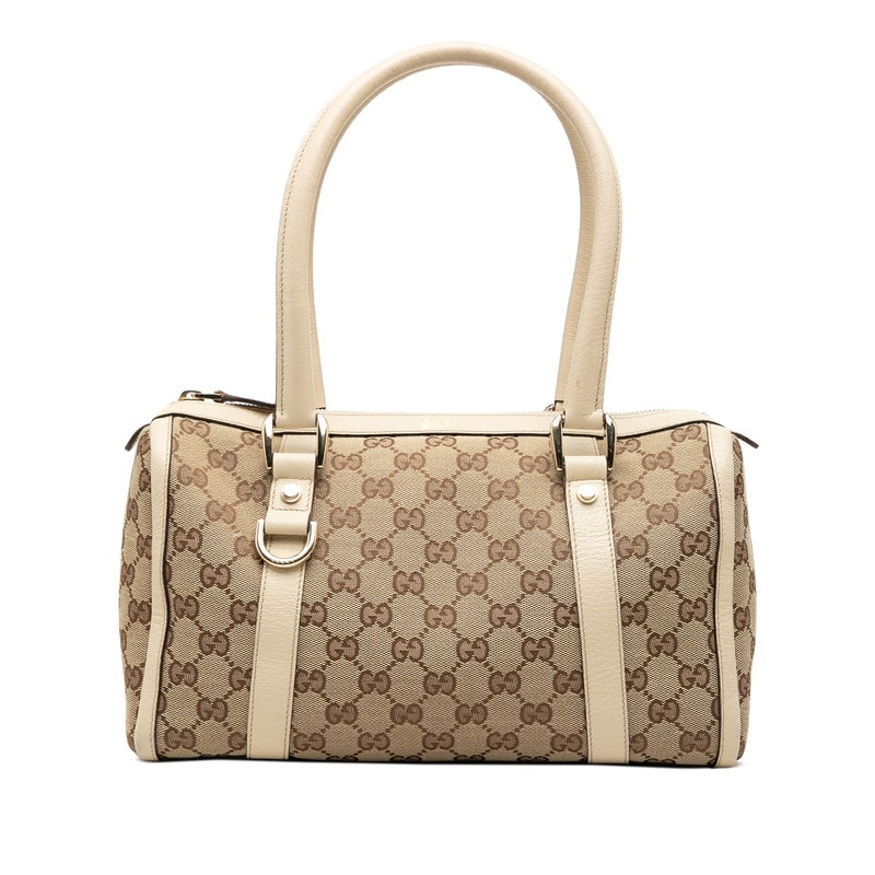 グッチ GGキャンバス ハンドバッグ ミニボストンバッグ 130942 ベージュ キャンバス レザー レディース GUCCI 中古