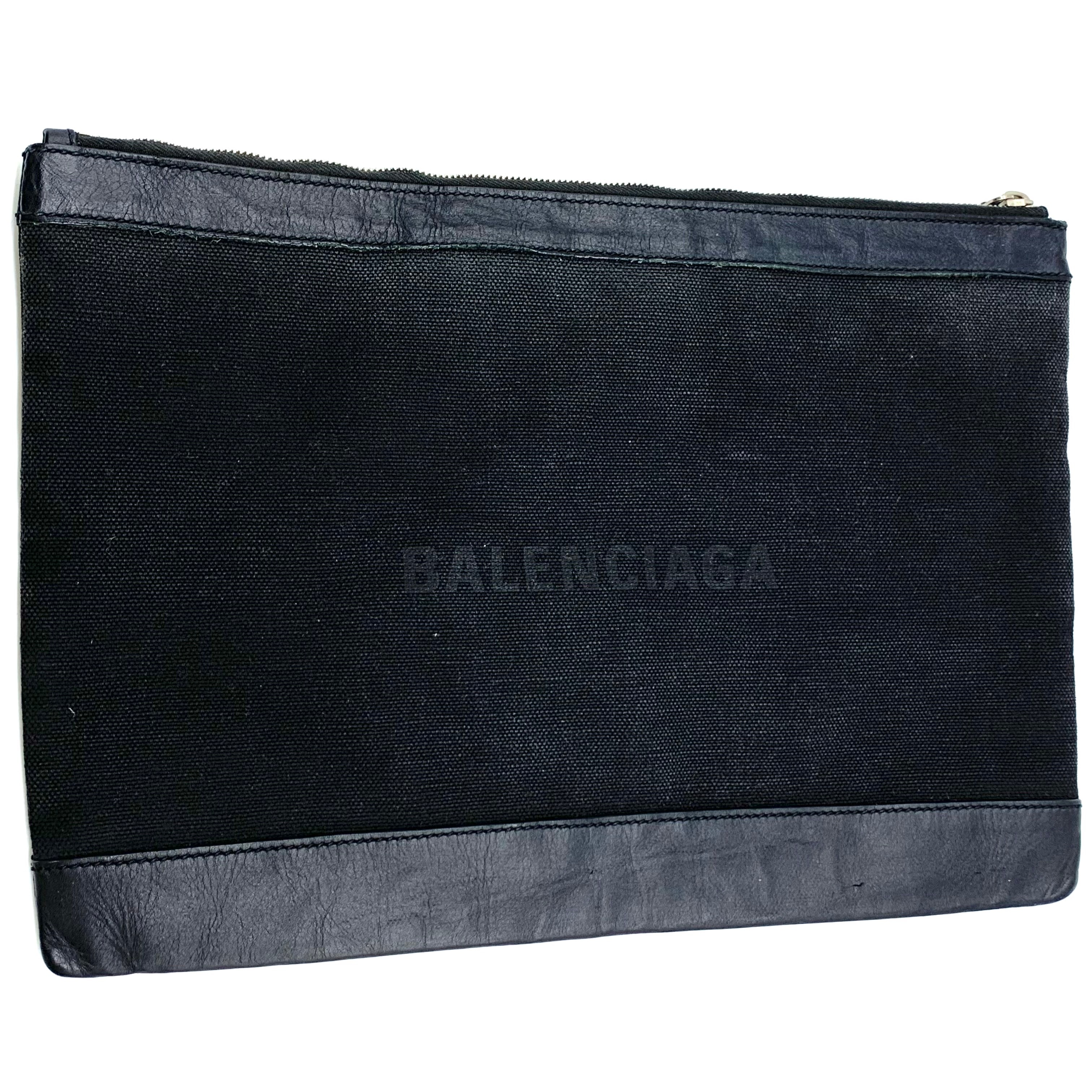 BALENCIAGA NAVY CLIP clutch back Black