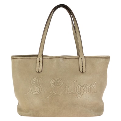 BVLGARI ブルガリ コレツィオーネ ベージュ ゴールド金具 レザー トートバッグ ハンドバッグ 602585 【中古】