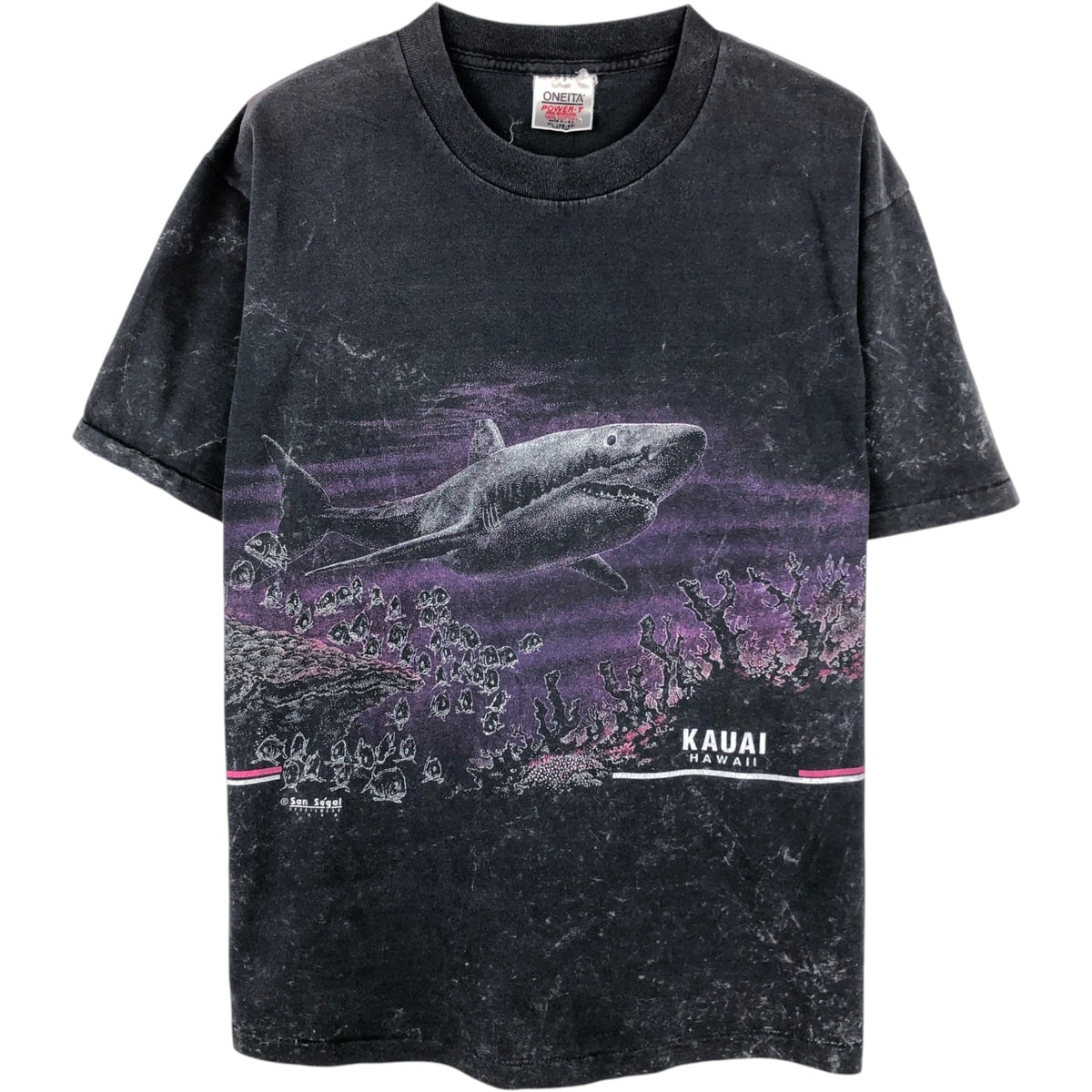 古着 90年代 オニータ ONEITA POWER-T サメ柄 アニマルTシャツ USA製 メンズXL相当 ヴィンテージ/eaa652872