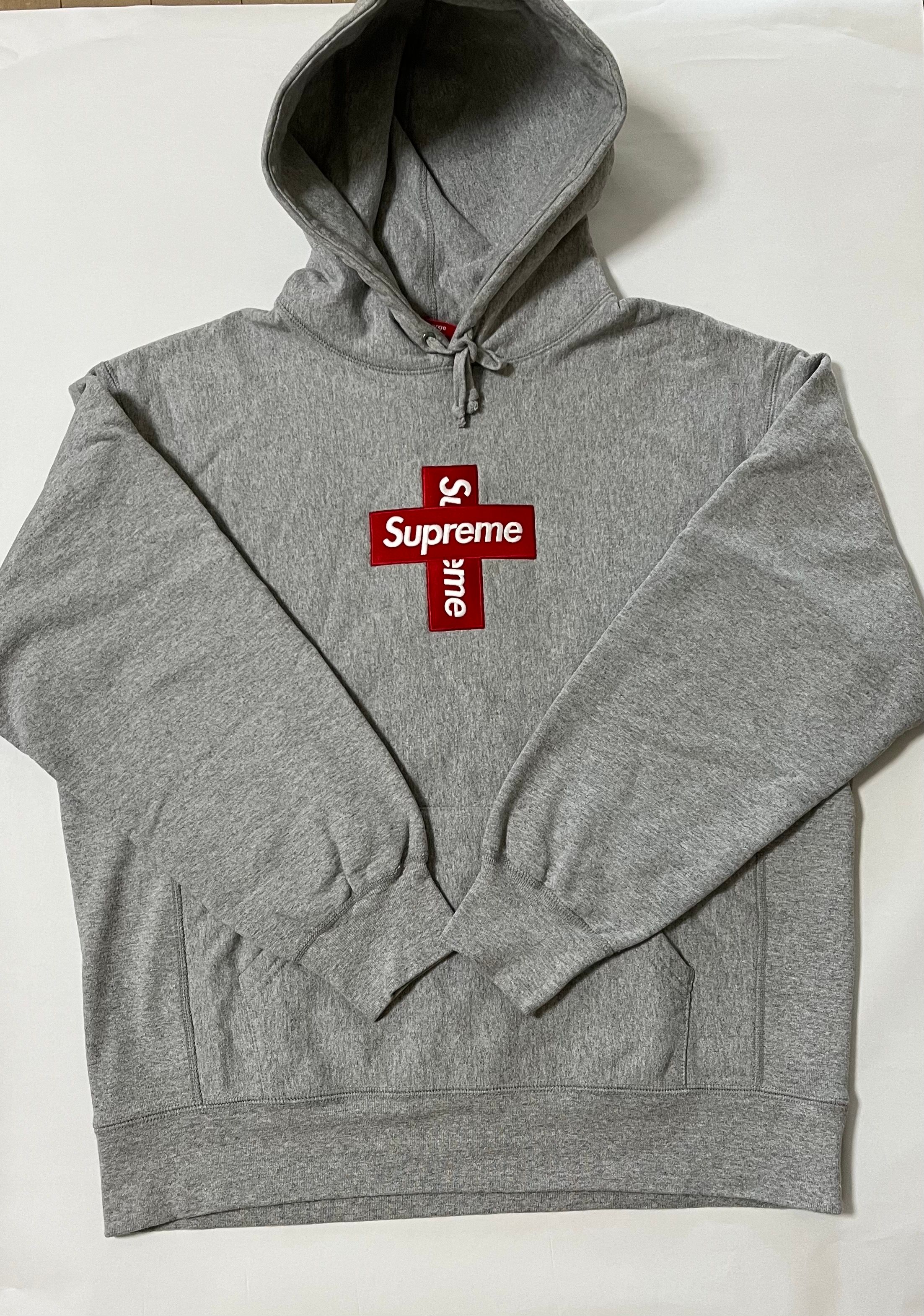 Supreme Cross Box Logo Hooded Sweatshirt "Grey"