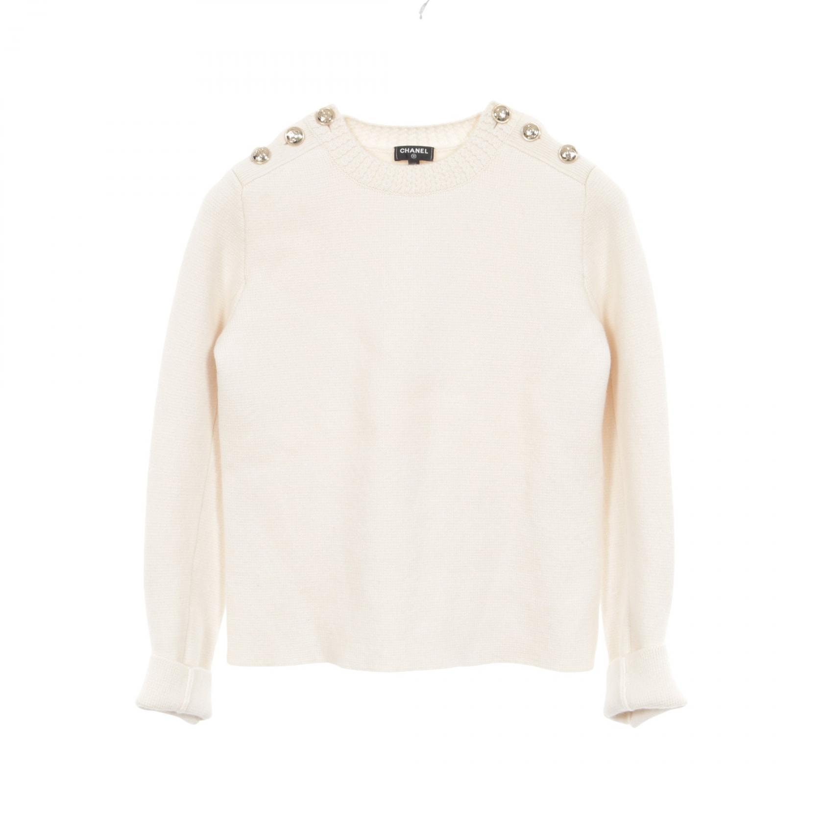 シャネル CHANEL LOOK68 ココボタン ニット 衣料品 トップス カシミヤ レディース アイボリー系 【中古】